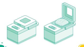 Isometric bread maker icon isolated on white background. Outline style. vector