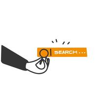 a hand holding a search button with the word search vector
