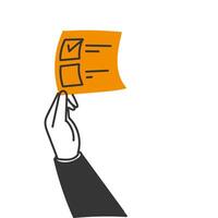 a hand holding a check list on a white background vote paper vector