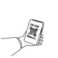 a person holding a qr code reader vector