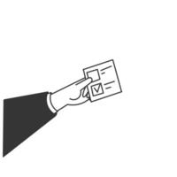 a hand holding a paper with a check mark on it symbol for vote ballot vector