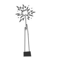 doodle hand holding sparklers firework in hand drawn sketch vector