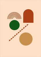 A poster with a green and brown circle and a rainbow vector