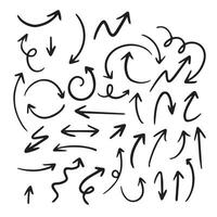 A set of different arrows drawn in black ink vector