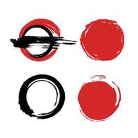 Four red circles with black paint on them vector
