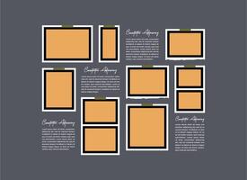 Blank collage frame template for photos and images vector