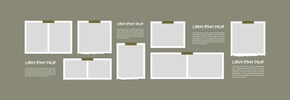 Collage photo effect with text template vector