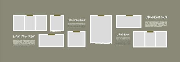 Collage photo frames set with text vector