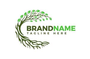 Creative Connection Circle Tree Logo Design Icon Symbol Illustrations vector