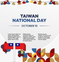 Taiwan Independence Day Poster Design with an eye-catching flag and geometric elements. A versatile template for various needs such as advertisements, banners or invitations. vector