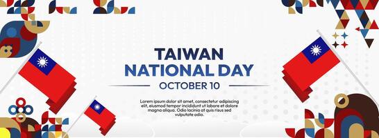 Taiwan Independence Day Invitation Banner. Elegant template featuring Taiwan flag and geometric patterns for event invitations or posters. vector