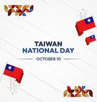 Taiwan October 10th Banner Design. Taiwan National Day banner with modern geometric design and national flag. vector