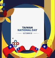 Taiwan October 10th Invitation Card. Elegant invitation design with Taiwan flag, perfect for National Day event. vector