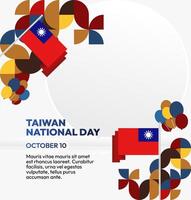 Taiwan October 10th Flyer Design. Multipurpose flyer template with geometric design and Taiwan flag for National Day event. vector