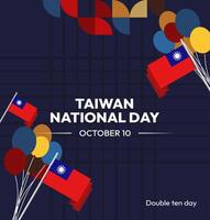 Taiwan Independence Day Greeting Card. Greeting card template with Taiwan flag design and geometric motif to celebrate October 10th. vector