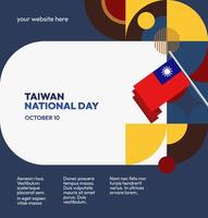 Taiwan October 10th Banner Web Design. Dynamic web banner design with Taiwan flag to celebrate National Day. vector