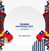 Taiwan National Day Banner Template. Clean and modern banner design with Taiwan flag theme for October 10th event. vector