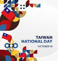 Taiwan Independence Day Promotion Poster. Promotion design template combining Taiwan flag and geometric elements. vector