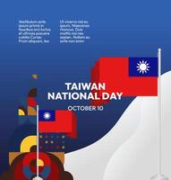Taiwan October 10th Commemorative Banner. Simple yet elegant banner design with Taiwan flag, perfect for October 10th event. vector