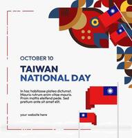 Taiwan Independence Day Celebration Template. Modern square design with geometric elements and Taiwanese flag for public events. vector