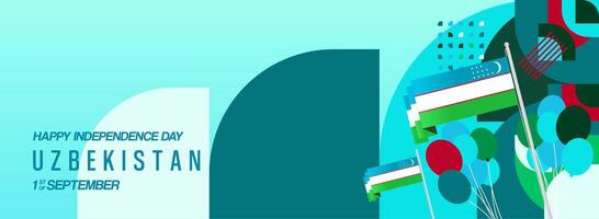 Creative geometric layout for the day of Uzbekistan in the colors of the national flag vector