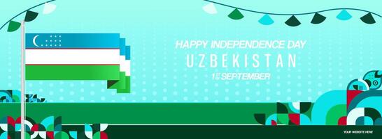 Invitation card design template with bright and meaningful Uzbekistan flag accent, perfect for national events. vector