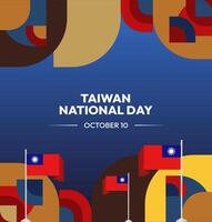 Taiwan National Day Template with modern and patriotic design elements. Suitable for greeting cards, event posters, or digital banners to commemorate independence. vector
