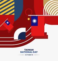 Taiwan National Day Design Template with simple geometric touches and prominent flag. Perfect for Independence Day celebrations or other annual events. vector