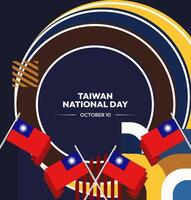 Taiwan Independence Day Invitation Card with an eye-catching flag design and geometric elements. Perfect for formal event or festival invitations. vector