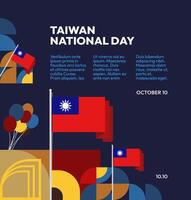 Taiwan Banner Design with modern geometric elements and a meaningful flag. Perfect for use in various celebration events or advertising campaigns. vector