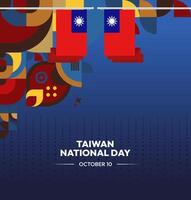 Taiwan National Day Template with a clean geometric background and a striking flag. Perfect for promoting annual events or national holidays. vector