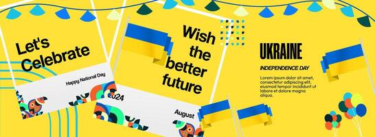 Frame layout for Ukrainian national day greeting card. Happy independence day vector