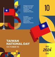 Taiwan National Day Design Template. Celebration design with Taiwan flag and geometric elements, ideal for various promotional needs. vector