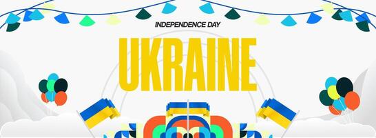 Wide banner with blue and yellow color combination, designed to celebrate Ukrainian independence in the form of event invitations or greeting cards. vector