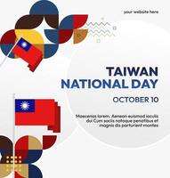 Taiwan October 10 Banner Design. Multipurpose banner with Taiwan flag and geometric design for National Day. vector