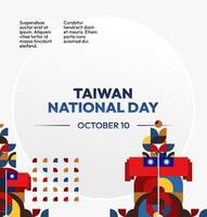 Taiwan October 10 Poster Template. Simple and elegant square poster design with Taiwan flag, ideal for various events. vector