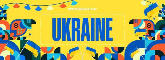 Horizontal design with an attractive Ukrainian flag background, suitable for use in various celebration or festival purposes. vector