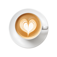 A cup of coffee with a heart drawn on it png