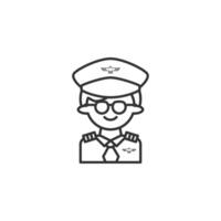 Pilot icon on white background. Outline pilot icon profession concept. vector