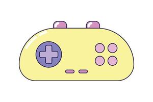 Vintage Yellow Gamepad on white background. Retro illustration with outline in 90s style. Isolated illustration. vector