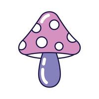 Vintage cute fly agaric mushroom on white background. Retro illustration with outline in 90s style. Isolated illustration. vector