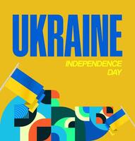 Simple geometric square templates with bold text Ukraine independence day vector