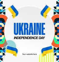 Poster template with Ukrainian flag geometric patterns, perfect for Independence Day events or publications. vector