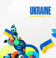 Social media design template with eye-catching Ukrainian flag geometric patterns. vector