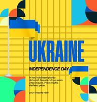 Design of social templates for Ukrainian independence with lattice lines and modern geometric ornaments vector