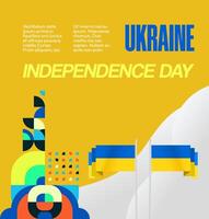Invitation card template with geometric design in Ukrainian flag colors, perfect for formal or informal events. vector