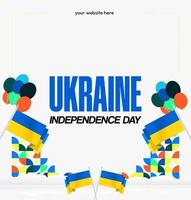 Square poster design with Ukrainian flag ornament, perfect for use on social media or print media during Independence Day celebrations. vector