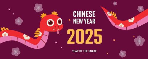 Happy New Year 2025, Chinese New Year, Year of the Snake Modern minimalist geometric style Chinese New Year elements. social media post in flat cartoon style, in geometric vector