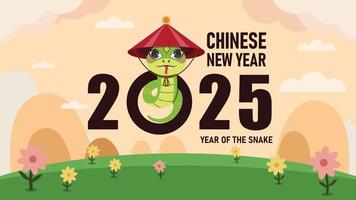 happy new year 2025, 2025 Chinese new year, lunar new year of snake Modern minimalist geometric style, Colorful illustration in flat cartoon style, in geometric patterns vector