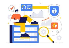 Cybersecurity Threat Illustration Highlighting Vulnerability Management and Data Protection vector